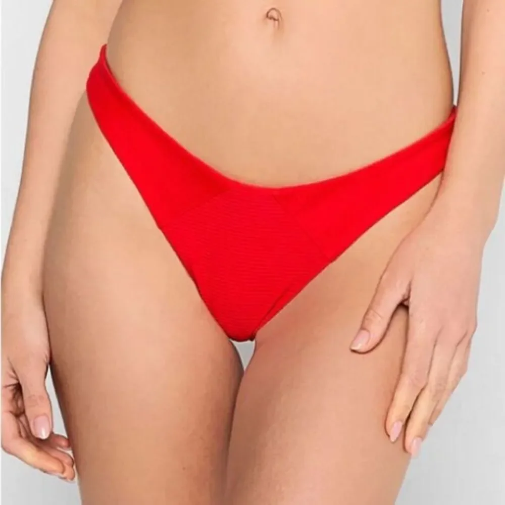 NWOT Beach Bunny Sydney Tango Red High Leg Ribbed Bikini Bottom - Size XL